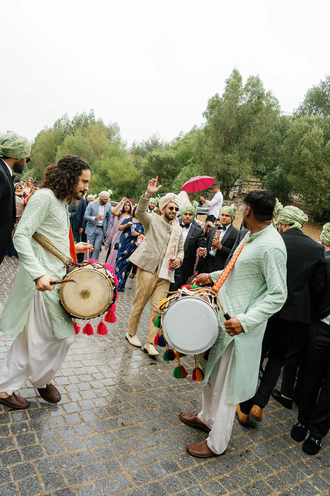 Dhol players performing for the baraat at Penha Longa Resort