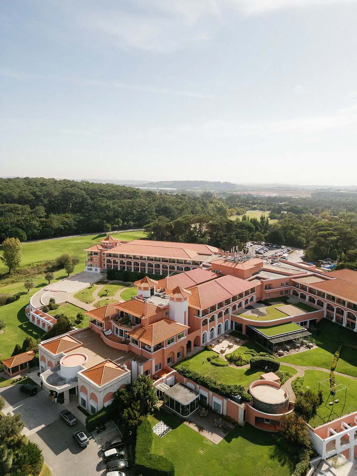Aerial view of Penha Longa Resort surrounded by green landscape