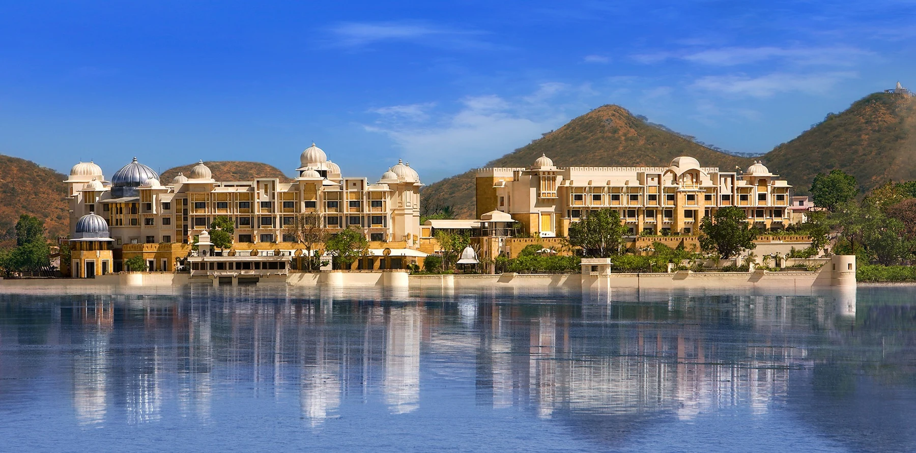 The Leela Palace Udaipur — daylight architecture and setting in Udaipur